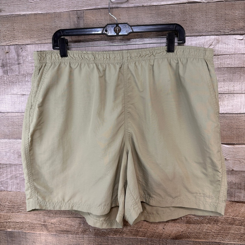 LL Bean Vintage Mens MultiSport Performance Swim Shorts Trunks Khaki XL